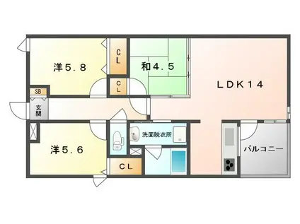 CASA BIANCA(3LDK/1階)の間取り写真