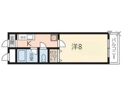 ワンルーム上大野(1K/1階)の間取り写真