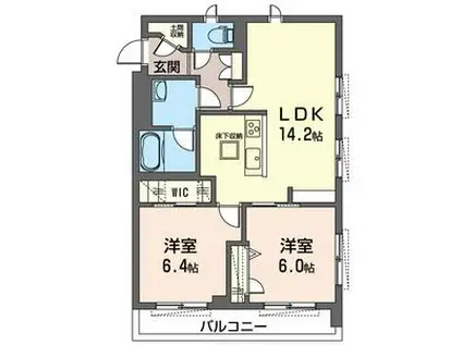 SHIRAKABA TERRACE(2LDK/1階)の間取り写真