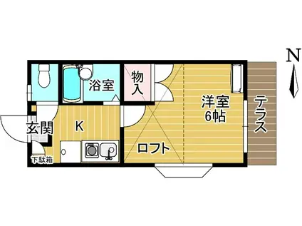 カーサ・パーチェ(1K/2階)の間取り写真