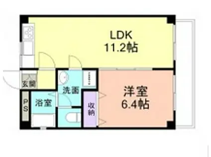 箕西マンション(1LDK/2階)の間取り写真