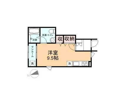 REVEII(ワンルーム/1階)の間取り写真