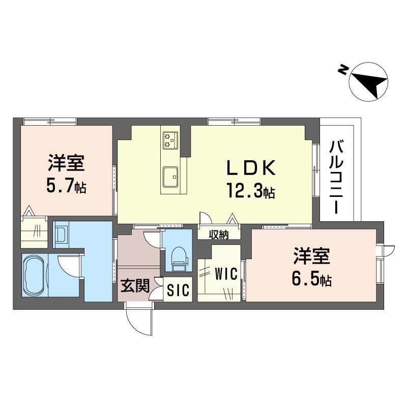 ルミラI(2LDK/3階)の間取り写真