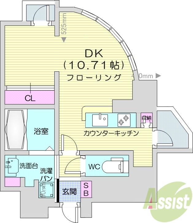 DNKMSA パート4 ANNEX別館(ワンルーム/9階)の間取り写真