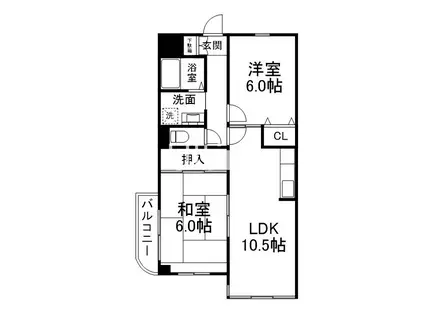 ドエル梅の宮館(2LDK/5階)の間取り写真