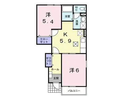 アスピラシオンI(2K/1階)の間取り写真