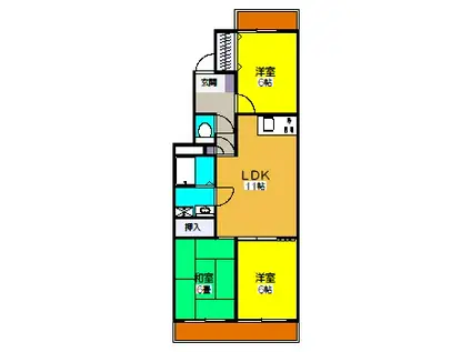 グリーンハイツたかはな(3LDK/2階)の間取り写真