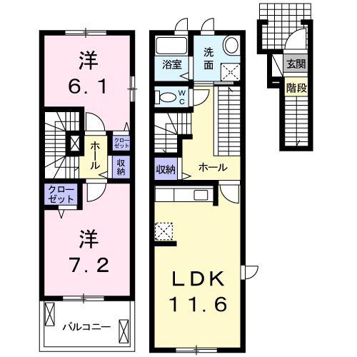 ブルック(2LDK/2階)の間取り写真
