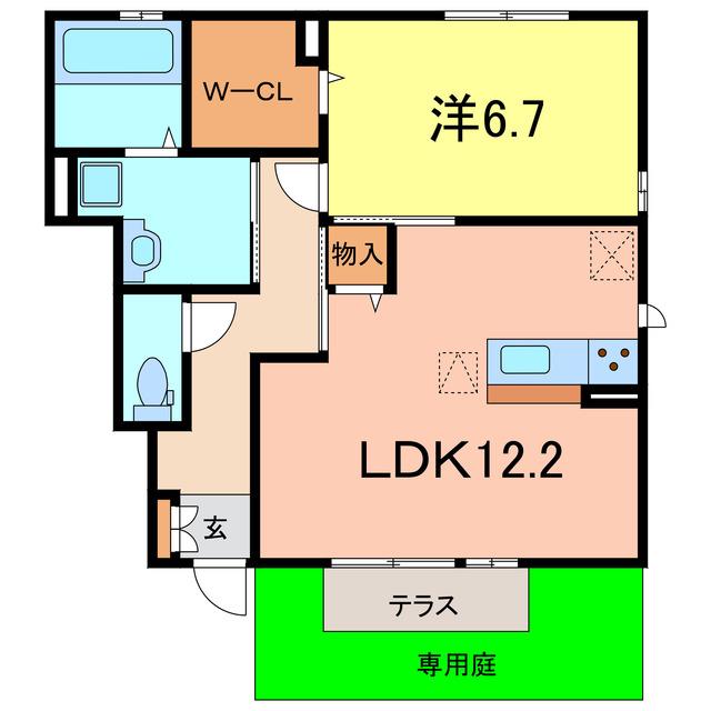 シャルマンヴィー A(1LDK/1階)の間取り写真