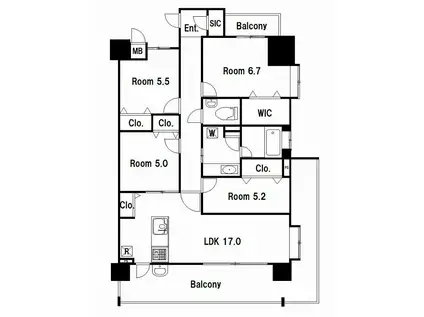 アクタス籠町グランミライ(4LDK/4階)の間取り写真