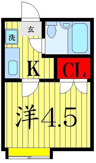 リバーパーク一之江B(1K/2階)の間取り写真