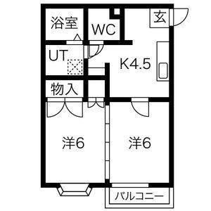 センチュリーハウス津志田B(2K/2階)の間取り写真