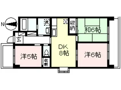 アンヴァレー百合ヶ丘(3DK/2階)の間取り写真