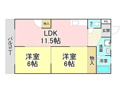 やすよしビル(2LDK/5階)の間取り写真