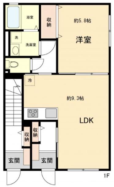 メゾンルル(1LDK/1階)の間取り写真
