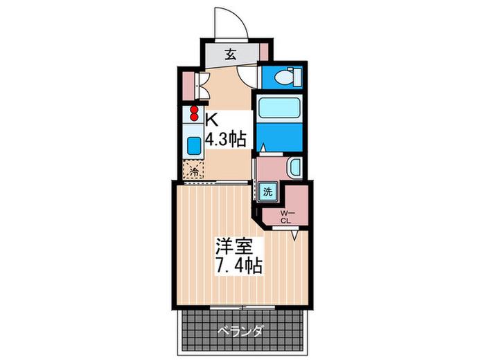 ルービンス観音町(1K/7階)の間取り写真