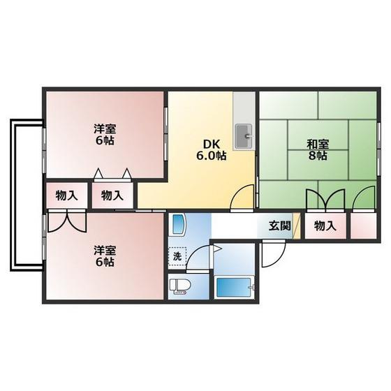 ドゥラメール小杉(3DK/1階)の間取り写真
