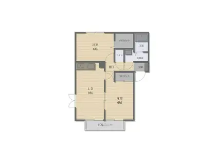 リヴェールB棟(2LDK/1階)の間取り写真