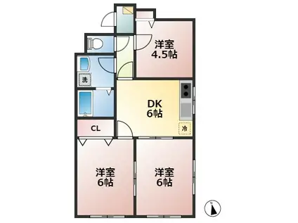 パームレジデンス(3DK/1階)の間取り写真