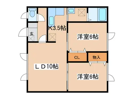 コーポパークサイド(2LDK/2階)の間取り写真