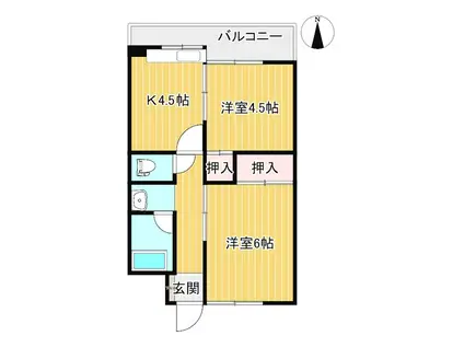 コーポ松一南(2K/1階)の間取り写真