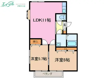 ハートフルコート(2LDK/2階)の間取り写真