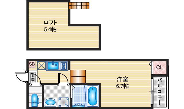 ハーモニーテラス原(1SK/2階)の間取り写真