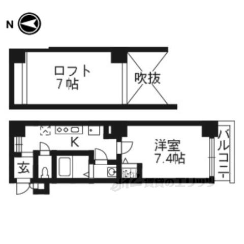グリシーヌ京都西院(1K/5階)の間取り写真