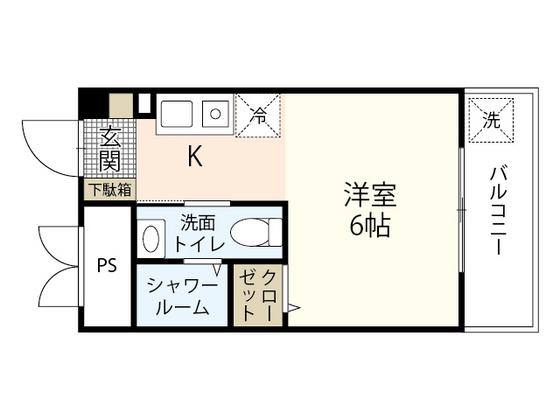 第6みぞたコーポ(1K/2階)の間取り写真