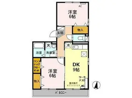 セジュールオッツSからさわ(2DK/1階)の間取り写真