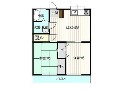 カーディナルB(2LDK/2階)の間取り写真