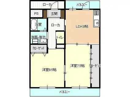 グランフォーレ野田(2LDK/1階)の間取り写真