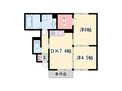 ボン セジュール 北野(2DK/1階)の間取り写真