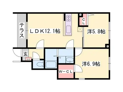 ステラコート1番館(2LDK/1階)の間取り写真