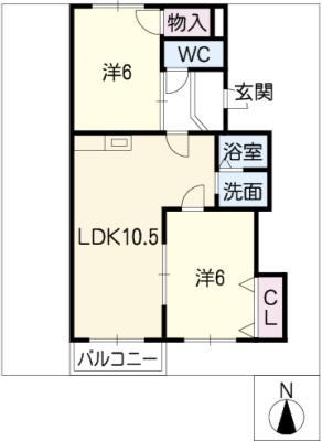 サンシャイン90(2LDK/1階)の間取り写真