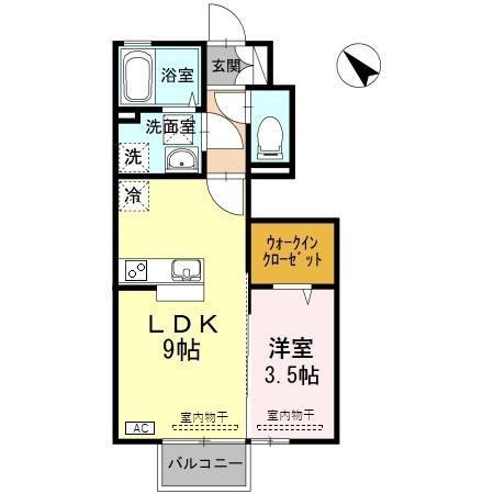 アルタイル藤ノ木(1LDK/1階)の間取り写真