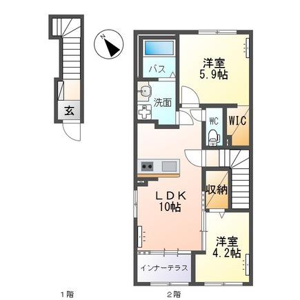マイスター III(2LDK/2階)の間取り写真