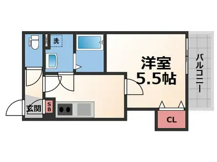 クレアール八戸ノ里(1K/1階)の間取り写真