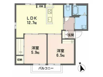サントーク・K(2LDK/2階)の間取り写真