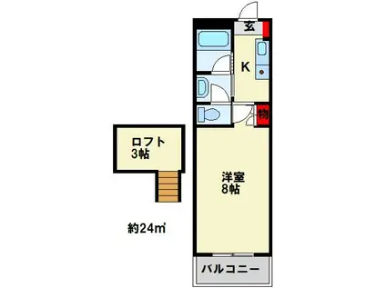 スズラン10(1K/2階)の間取り写真