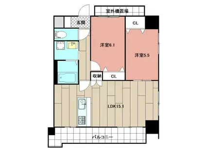 白銀マンション(2LDK/4階)の間取り写真