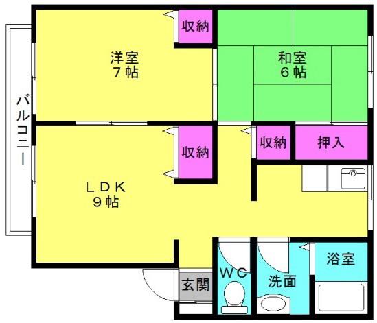 ポールロワイヤル(2LDK/1階)の間取り写真
