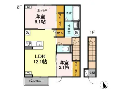DーROOM富沢西2丁目(2LDK/2階)の間取り写真