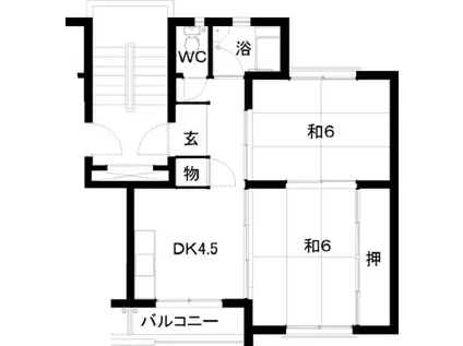 名島700棟(2DK/4階)の間取り写真