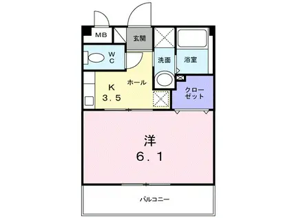 プランドール(1K/1階)の間取り写真
