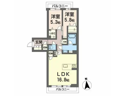 ヴェルメゾン須屋(2LDK/2階)の間取り写真