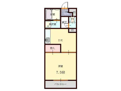 ガーデン美濃和A(1DK/3階)の間取り写真