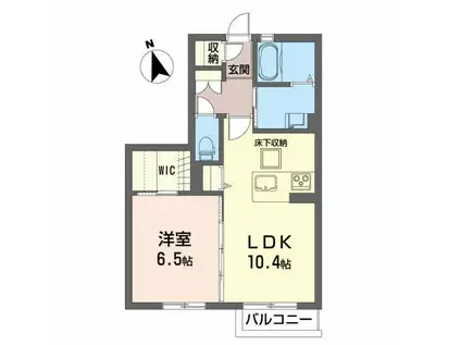 プライベートガーデン蛇田(1LDK/1階)の間取り写真