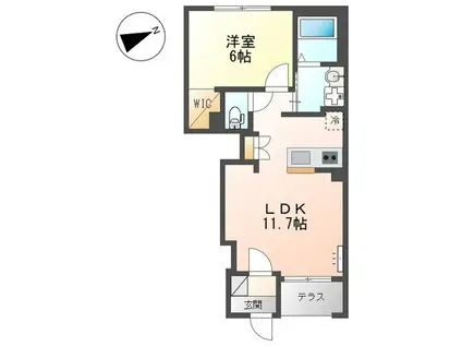 ラ レコルト(1LDK/1階)の間取り写真