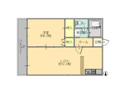 グランハイムGEO(1LDK/2階)の間取り写真